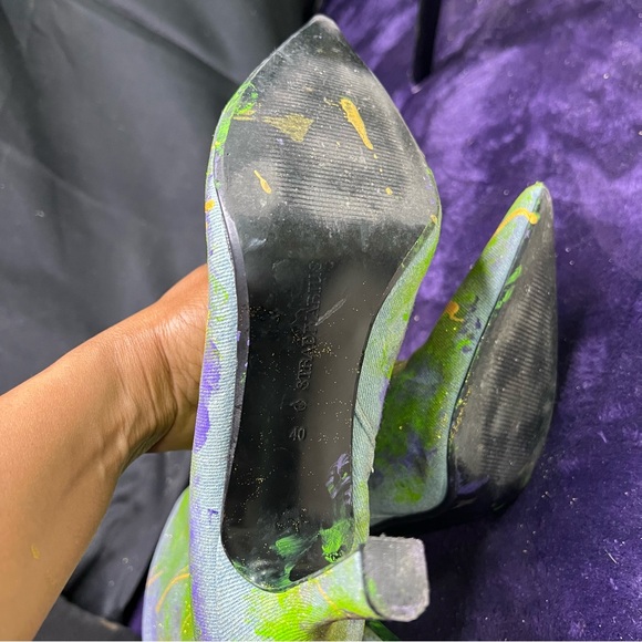 Mardi Gras Custom Stylish Green and Purple Women's Boots, Size 9.5 - Picture 9 of 13